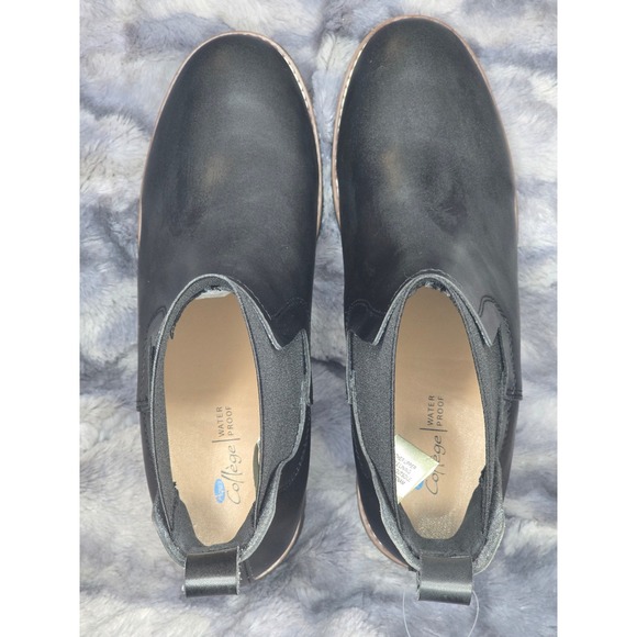 NWB Aqua College Demi Black leather Waterproof Ankle Boots Size‎ 9.5 Chelsea - Picture 4 of 7